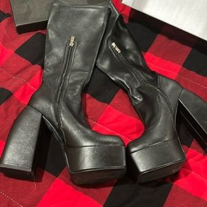 Women elastic micro ,1 side zipper punk style shoes